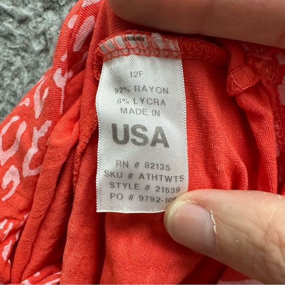 Fresh Produce 3/4 Sleeve Knotted Mixed Animal Prints Top Coral Women's‎ M - Picture 7 of 8